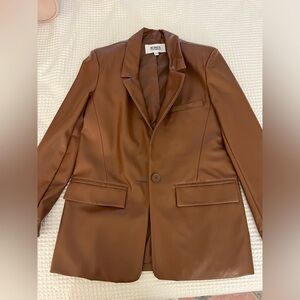 BB Dakota Steve Madden Brown Faux Leather Blazer XS